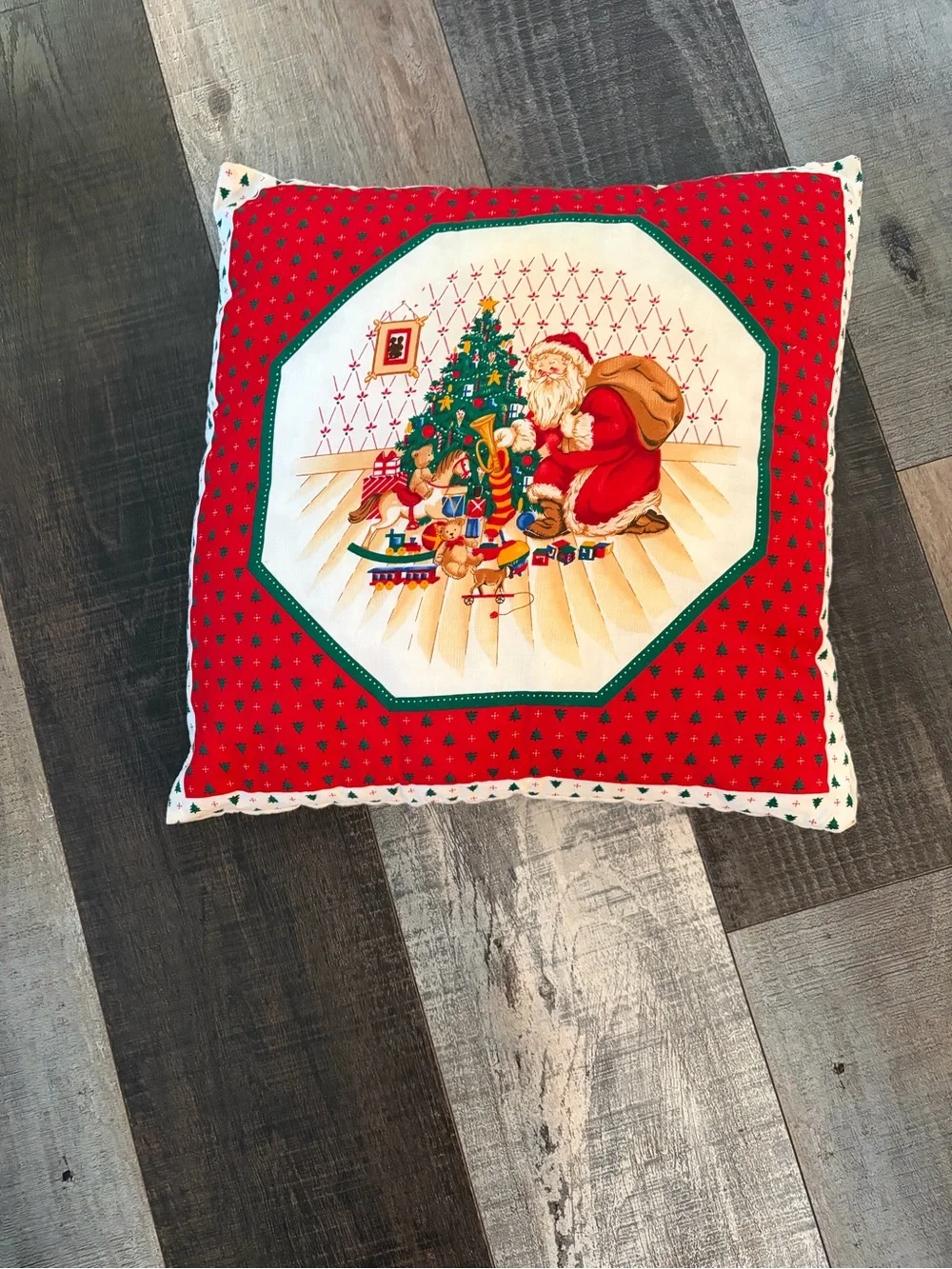 Handmade Santa Christmas Throw Pillow 16x16 Holiday Decor